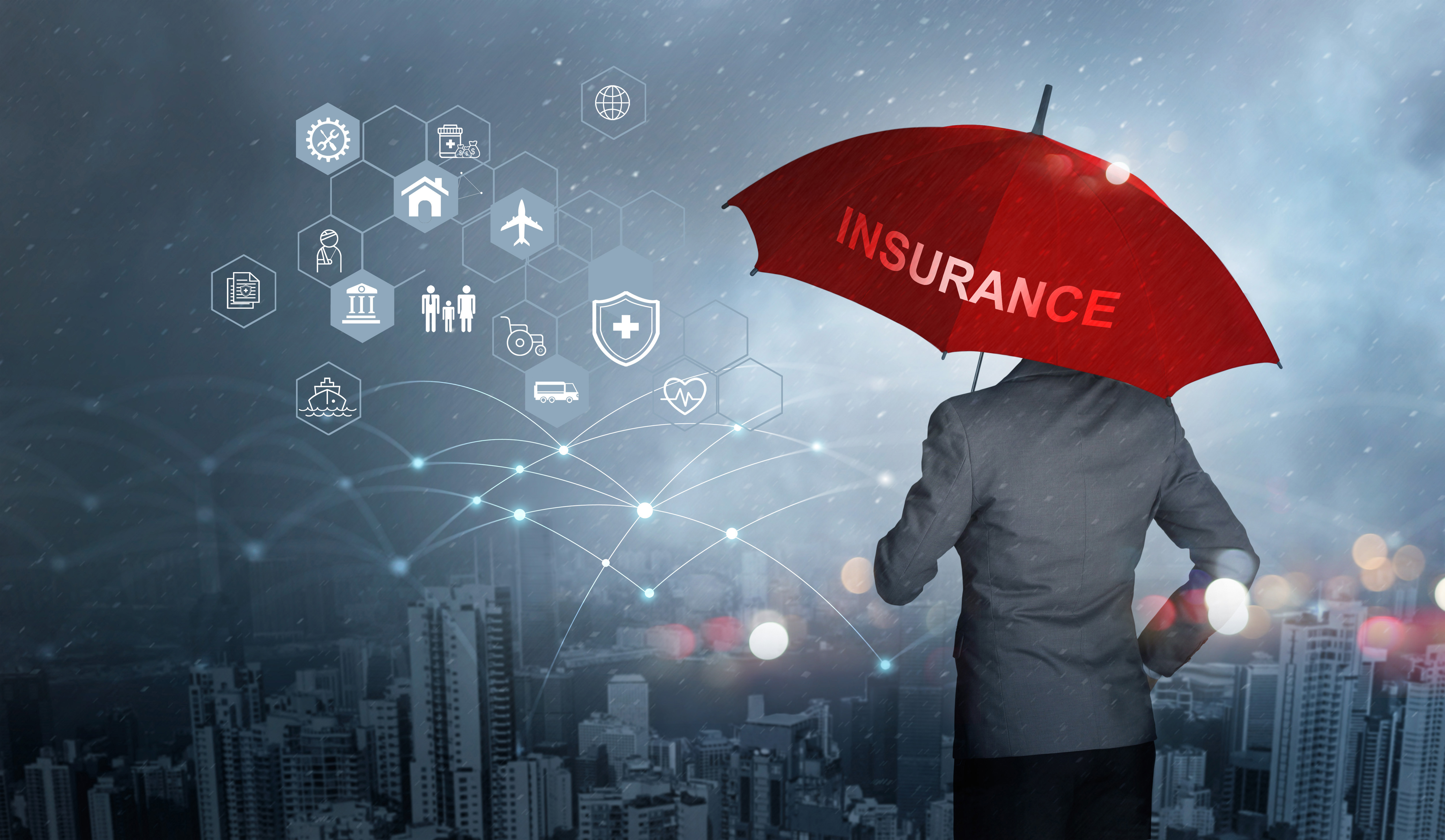 Image with Insurance agent watching over the world